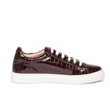 Saint Edith Brown Croco Print Leather Sneakers