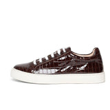 Saint Edith Brown Croco Print Leather Sneakers