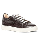 Saint Maeve Dark Brown Croco Print Leather Sneakers