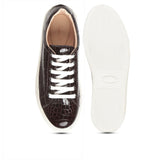 Saint Maeve Dark Brown Croco Print Leather Sneakers