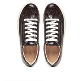 Saint Maeve Dark Brown Croco Print Leather Sneakers