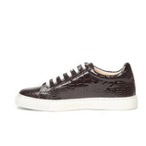 Saint Maeve Dark Brown Croco Print Leather Sneakers