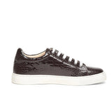 Saint Maeve Dark Brown Croco Print Leather Sneakers