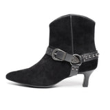Saint Celine Black Suede Kitten Heel Ankle Boots