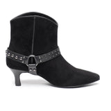 Saint Celine Black Suede Kitten Heel Ankle Boots