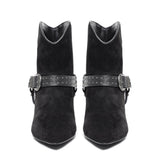 Saint Celine Black Suede Kitten Heel Ankle Boots