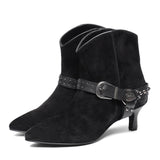Saint Celine Black Suede Kitten Heel Ankle Boots
