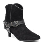 Saint Celine Black Suede Kitten Heel Ankle Boots