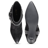 Saint Celine Black Suede Kitten Heel Ankle Boots