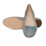 Saint Damita Blue Leather Handcrafted Ballet Flats
