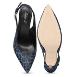 Saint Verona Hair On Leather With Blue Leopard Print Kitten Heels