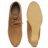 Saint Tesorina Tan Suede Leather Lace-Up Wedge Boots