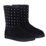 Saint Estrella Metal Studded Black Suede Snug Boots