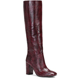Saint Emily Burgundy Vegan Leather Knee High Boots