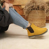Saint Elaine Yellow Suede Leather Chelsea Boots