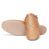 Saint Delphina Beige Color Woven Leather Mules