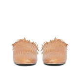 Saint Delphina Beige Color Woven Leather Mules