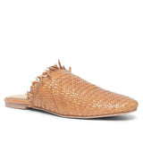 Saint Delphina Beige Color Woven Leather Mules