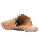 Saint Delphina Beige Color Woven Leather Mules