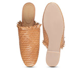 Saint Delphina Beige Color Woven Leather Mules