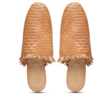 Saint Delphina Beige Color Woven Leather Mules