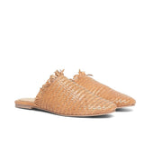 Saint Delphina Beige Color Woven Leather Mules