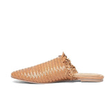 Saint Delphina Beige Color Woven Leather Mules