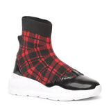 Saint Gratia Red Fab Black Patent Leather Ankle Boot