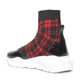 Saint Gratia Red Fab Black Patent Leather Ankle Boot