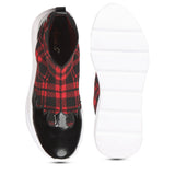 Saint Gratia Red Fab Black Patent Leather Ankle Boot