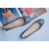 Saint Damita Blue Leather Handcrafted Ballet Flats