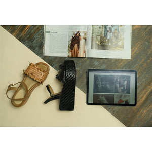 Saint Claire Black Woven Platform Sandals