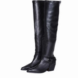 Saint Mareme Black Leather Above The Knee Boots