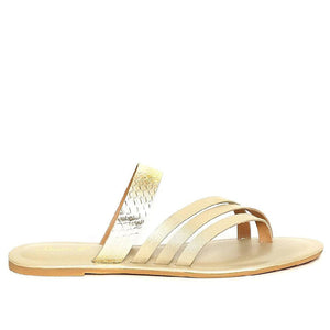 Saint Almus Gold & Beige Leather Flats