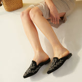 Saint Sofia Black Leather Hand Embroider Mules