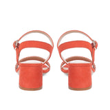 Saint Anete Stone Embellished Orange Leather Block Heels