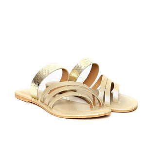 Saint Almus Gold & Beige Leather Flats - SaintG