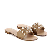 Saint Justine Natural Color Leather Slides - SaintG