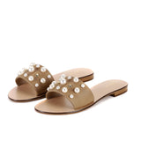 Saint Justine Natural Color Leather Slides - SaintG
