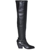 Saint Mareme Black Leather Above The Knee Boots