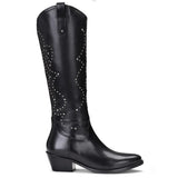 Saint Kiara Black Leather Knee High Block Heel Boot