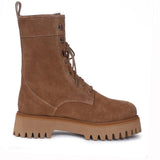 Saint Anastasia Beige Leather Lace Up High Ankle Boots