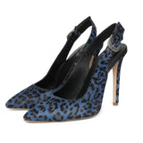 Saint Verona Hair On Leather With Blue Leopard Print Kitten Heels