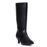 Saint Enora Croco Embossed Black Calf Length Boots