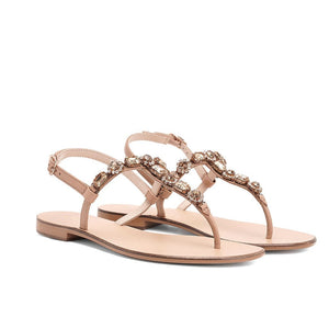 Saint Zaneta Multi Stones Embellished Leather Flats - SaintG