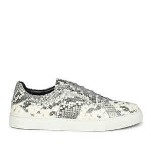 Grey Textured Python Leather Sneakers