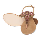 Saint Chiara Hand Embroidered Nude Leather Flats