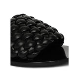 Saint Arianna Black Leather Handcrafted Woven Flats