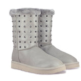 Saint Cassandra Metal Studded Silver Glitter Snug Boots