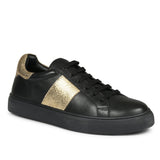 Saint Elen Black and Gold Leather Sneakers